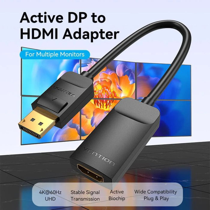 Vention Cable conversor HBZBB DisplayPort macho a HDMI 4K hembra 15cm negro Vention Cable conversor HBZBB DisplayPort macho a HDMI 4K hembra 15cm negro